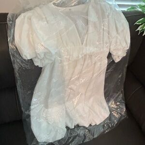 White Puff Sleeve Dress